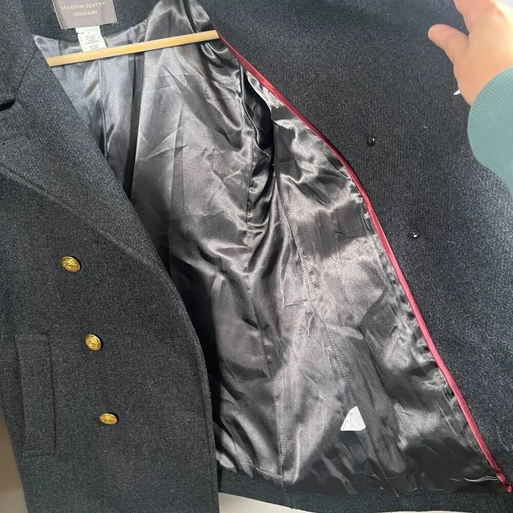 J. Crew Stadium Cloth Wool Pea Coat Size 2 Gray Nello Gori Double Breasted - Picture 10 of 12